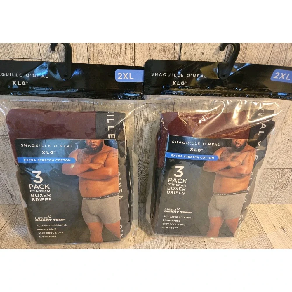 Shaquille O'Neal BOXER BRIEFS 2XL Mens 3pk Cooling Breathable Soft Lot of 2